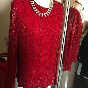 ❤️bugle beads Ruby Red  top